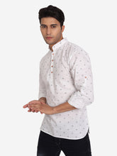 Men Pure Cotton Printed Short Kurta